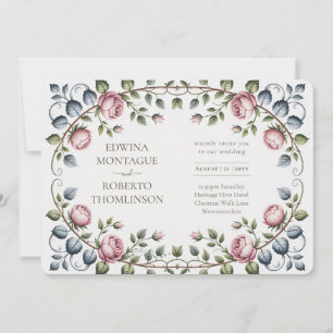 Erbschaft Horizontale viktorianische Rosenhochzeit Einladung