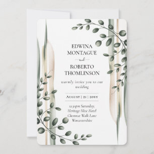 Erbse Moderne Botanische Grün-Hochzeit Einladung