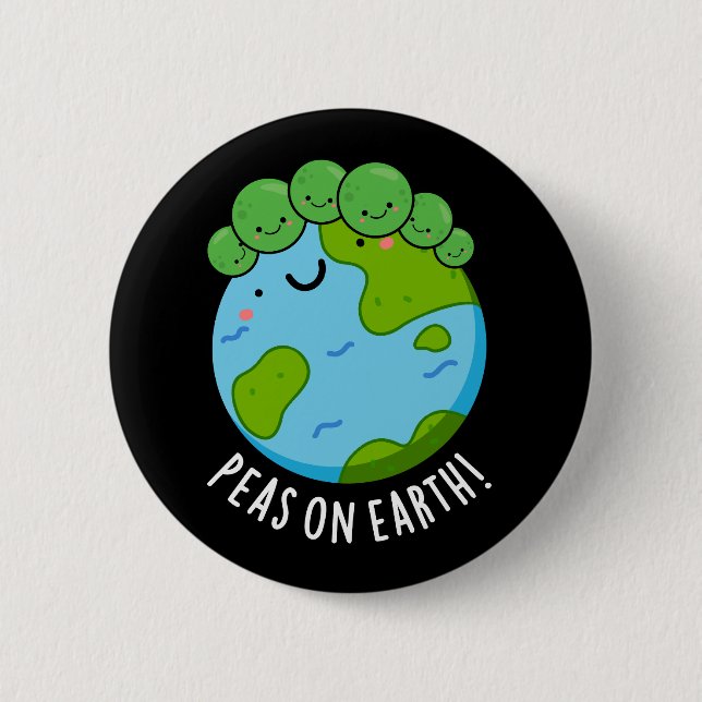 Erbsen auf Erden Funny Veggie Peace Pub Dark BG Button (Vorderseite)