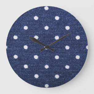 Erbsen-Briefmarke: Textur aus denim Stoff. Große Wanduhr