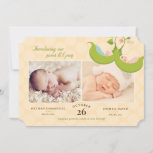 Erbsen in einem Pod Twins 2 Bilder Geburtsankündig Einladung