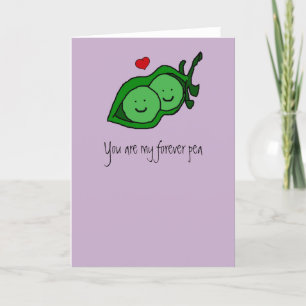 Erbsen in einer leeren Grüßkarte Karte