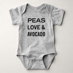 Erbsen Liebe und Avocado-Nahrungsmittelwortspiel Baby Strampler