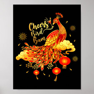 Erbsen Mahjong Prost Vogel Bam Chinesisches Mah-Jo Poster