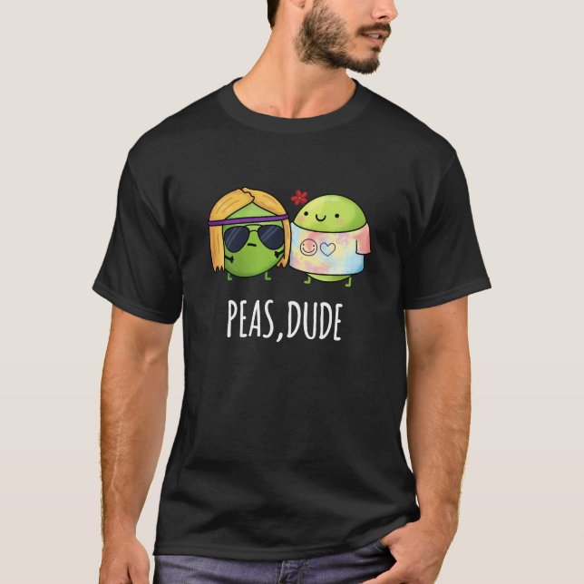 Erbsen Typ Funny Hippie Pea Pun Dark BG T-Shirt (Vorderseite)