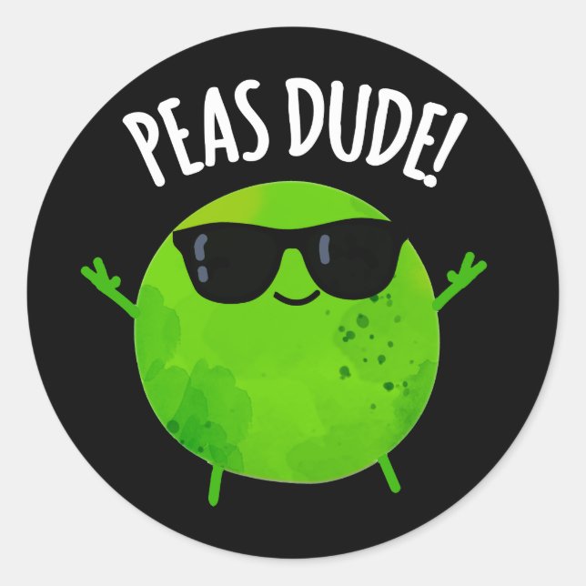 Erbsen Typ Funny Veggie Pea Pun Dark BG Runder Aufkleber (Vorderseite)