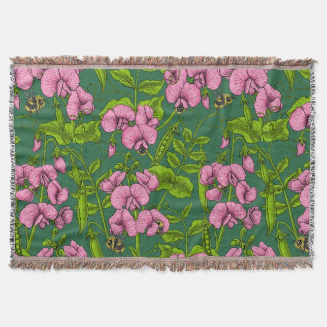 Erbsen und Hummeln, grün und rosa Decke (Vorderseite)