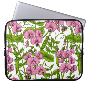 Erbsen und Hummeln, süß, rosa, grün und weiß Laptopschutzhülle