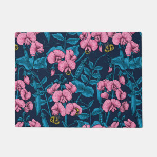 Erbsen und Hummeln, süß, rosa und blau Fußmatte