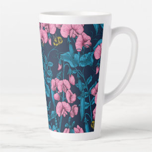 Erbsen und Hummeln, süß, rosa und blau Milchtasse