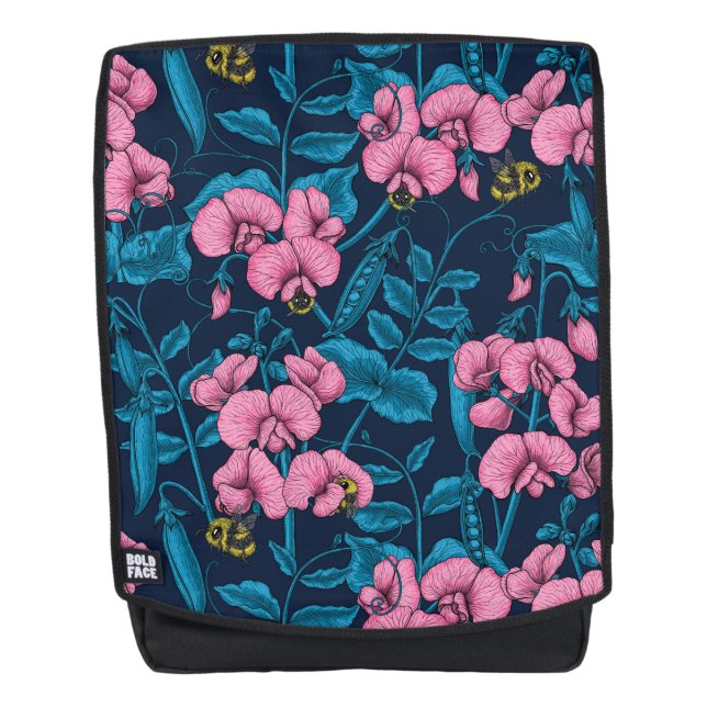Erbsen und Hummeln, süß, rosa und blau Rucksack (Vorderseite)