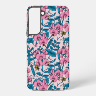 Erbsen und Hummeln, süß, rosa und blau Samsung Galaxy Hülle