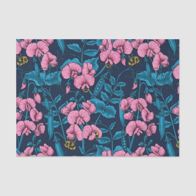 Erbsen und Hummeln, süß, rosa und blau Seidenpapier (Vorderseite)