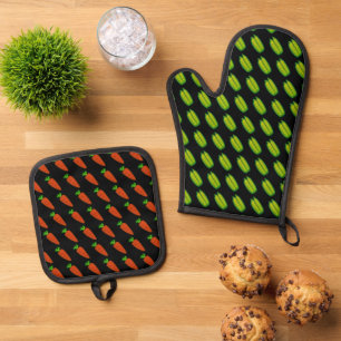Erbsen und Karotten Ofenhandschuh & Topflappen-Set