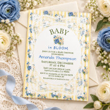 Erbstück Blaue Florale Spitze Baby-Party