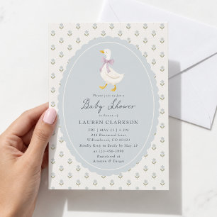 Erbstück-Gans-Blumen-Cottage-Baby-Party-Einladung Einladung
