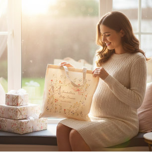 Erbstück-Rosen-Schleife und Storch-Baby-Party Tragetasche