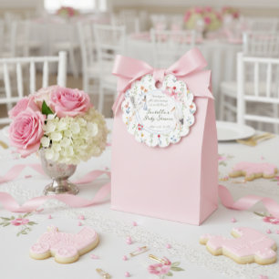 Erbstück Rosenbogen und Storch Baby Shower Dankesc Geschenkanhänger