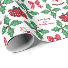 Erbstück-Stechpalmen-Patchwork-Weihnachten Geschenkpapier
