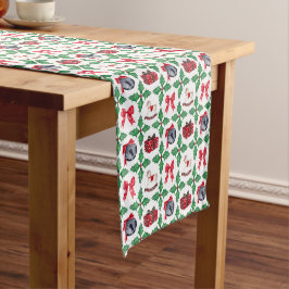 Erbstück-Stechpalmen-Patchwork-Weihnachtsfest Kurzer Tischläufer