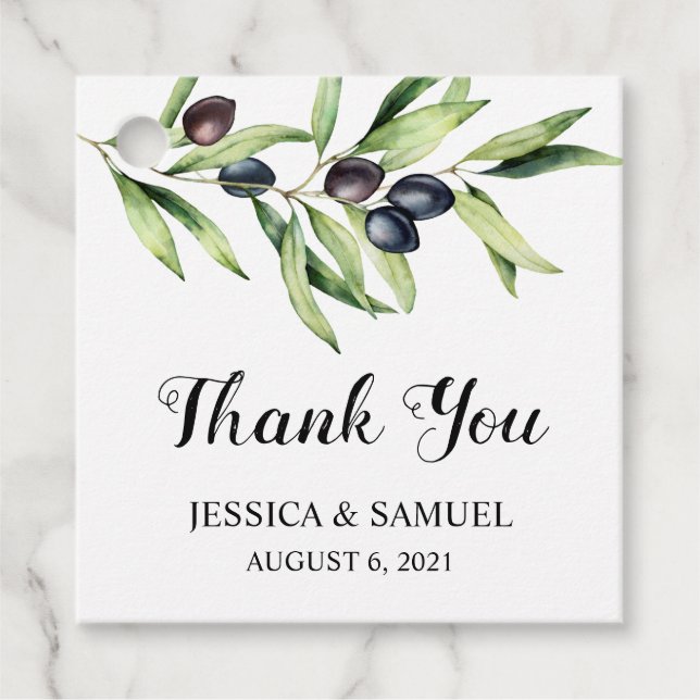 ercolor Olive Branch Wedch Vielen Dank Geschenkanhänger (Vorderseite)