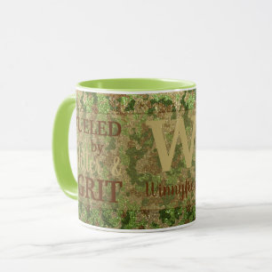 Erd-Braun-Grün-Tarnung Glitter Camo Name Tasse