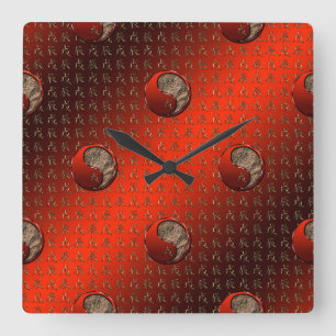 Erd-Drache Quadratische Wanduhr