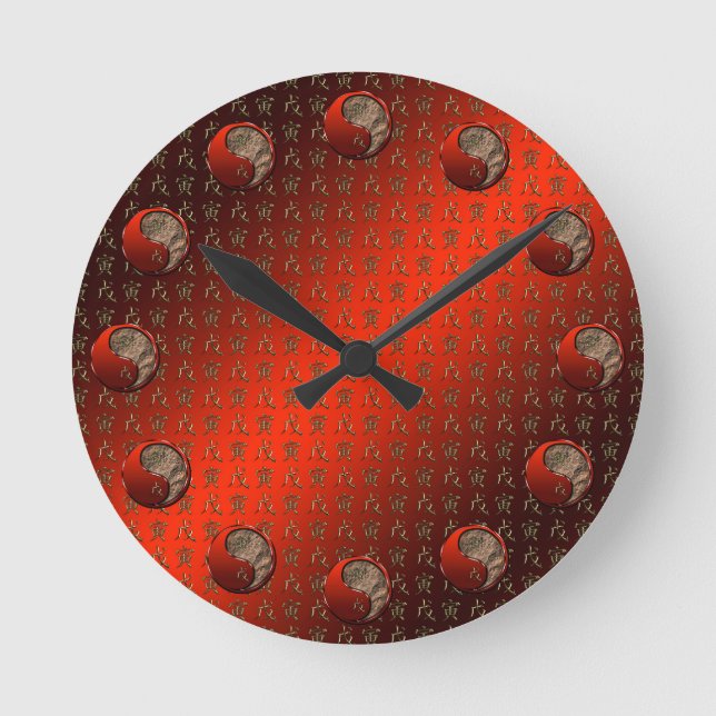 Erd-Tiger Runde Wanduhr (Vorderseite)