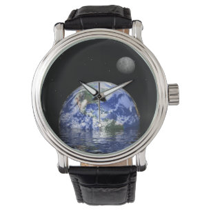 Erd-und Mond-Raum-Uhr Armbanduhr