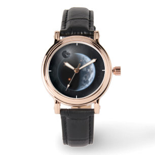 Erdähnlicher Planet mit Ozeanen, die seine Oberflä Armbanduhr