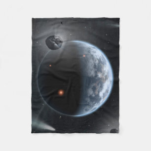 Erdähnlicher Planet mit Ozeanen, die seine Oberflä Fleecedecke