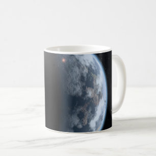 Erdähnlicher Planet mit Ozeanen, die seine Oberflä Kaffeetasse