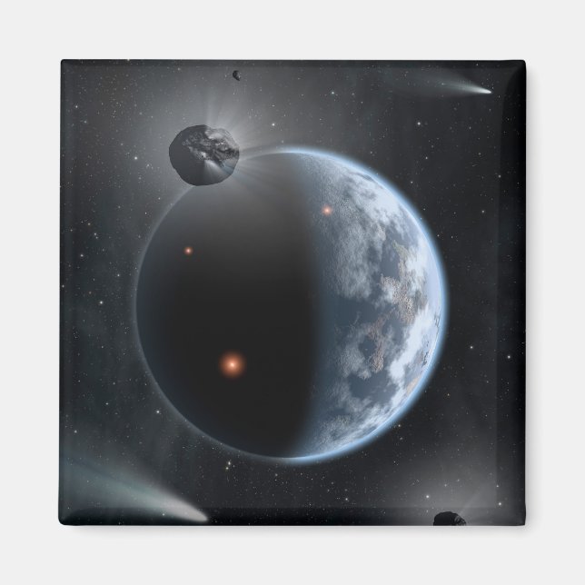 Erdähnlicher Planet mit Ozeanen, die seine Oberflä Magnet (Vorne)