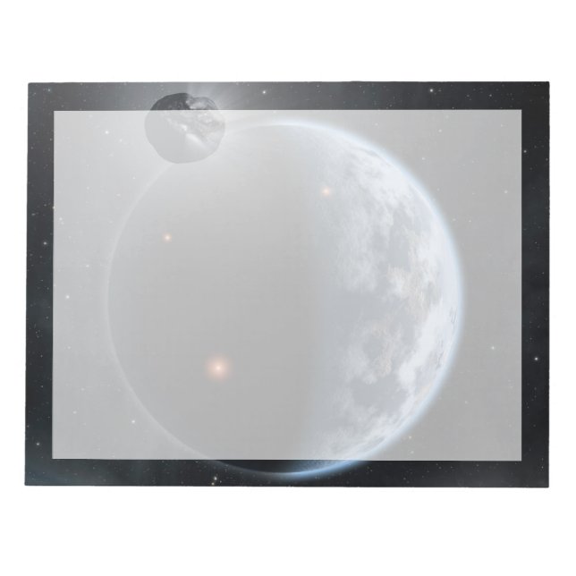 Erdähnlicher Planet mit Ozeanen, die seine Oberflä Notizblock (Vorderseite)