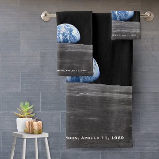 Erdaufstieg über dem Mond, Apollo 11, 1969 Badhandtuch Set