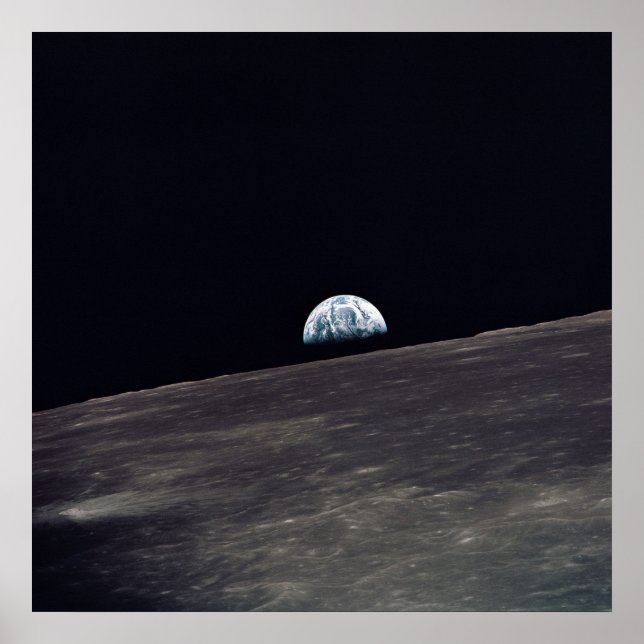Erdaufstieg über dem Mond, gesehen von Apollo 10 Poster (Vorne)
