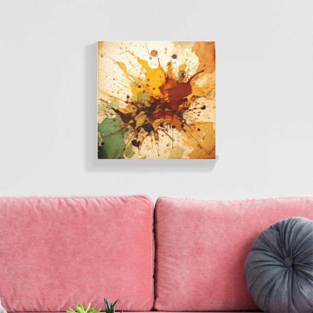 Erdbeben: abstrakte Aquarellkunst Leinwanddruck (Insitu (Wohnzimmer))