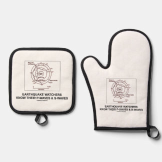 Erdbebenbeobachter kennen ihre P-Waves-S-Waves Ofenhandschuh & Topflappen-Set