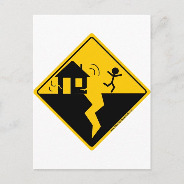 Erdbebenwarnung Postkarte (Vorderseite)