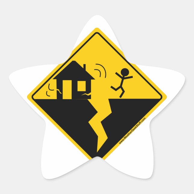 Erdbebenwarnung Stern-Aufkleber (Vorderseite)