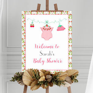 Erdbeer-Baby-Outfit mit Muster Baby Willkommen  Poster