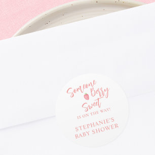 Erdbeer-Baby-Party  Runder Aufkleber