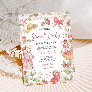 Erdbeer-Baby-Party - Süße Berry Mädchen Einladung