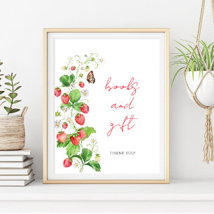 Erdbeer-Baby-Shower-Bücher und Geschenk  Poster