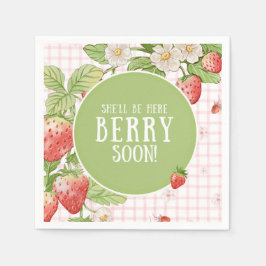 Erdbeer-Baby-Shower "Sie wird bald hier sein" Serviette