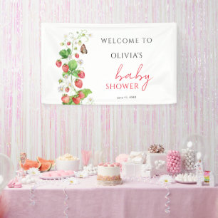 Erdbeer-Baby-Shower-Willkommen  Banner