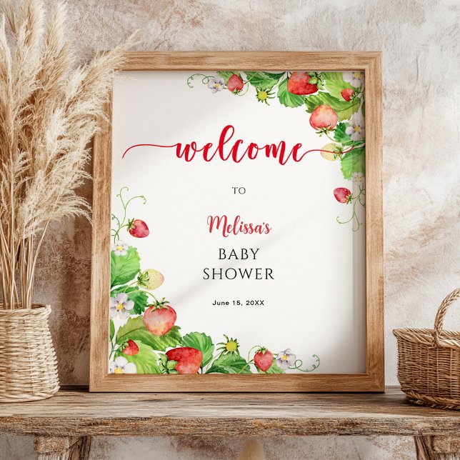 Erdbeer-Baby-Shower-Willkommen  Poster (Von Creator hochgeladen)