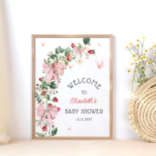 Erdbeer-Baby-Shower-Willkommen  Poster