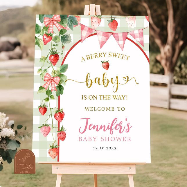 Erdbeer-Baby-Shower-Willkommensschild Poster (Von Creator hochgeladen)