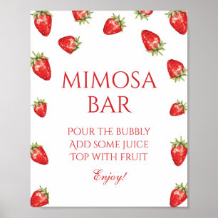 Erdbeer-Brautjunggesellinnenabschied-Mimosa-Bar Poster